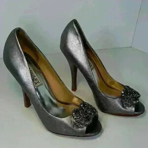 Badgley Mischka Susan Peep toe heels pumps crystal beads decoration Women 5.5